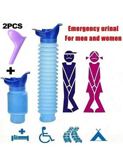 1/2PCS Portable Reusable Folding Travel Urinal, Folding Retractable Car Urinal, Field Standing Urinal For All Ages, Outdoor Emergency, Foldable And Easy To Carry, Travel Necessities