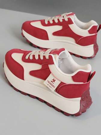 1 par högkvalitativa multifunktionella löparskor för dam, platta Gump-skor, sportiga läderovandelar, vardagskläder, atletiska casual sneakers, vandringsskor