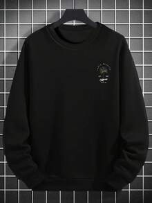 男士圆领长袖棕榈树字母印花加州风时尚宽松舒适卫衣，秋季款