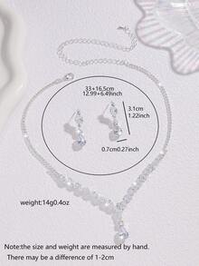 3入組精美高端立方氧化鋯鑲嵌項鍊和耳環套裝，百搭風格適用於女士日常穿著，婚禮、派對、節日、度假禮品