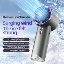 2025新款迷你手持涡轮风扇，带智能数字显示，便携式长效风扇