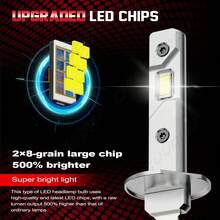 CHUSYYRAY 2pcs LED Car Headlight Bulbs H1 H3 , 28,000 Lumens Super Bright 6000K White, High Beam And Low Beam And Fog Light Replacement, 3570 CSP Chips, 1:1 Size, No Adapter Needed, Plug And Play, CanBus Ready, 50000Hrs Lifespan, Easy Installation, Fog Lamp Bulb - H1 - View 10