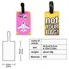 4pcs/3pcs/1pc New Cartoon Airplane Letter Luggage Tag Set, Handbag & Travel Bag Tag, Suitable For Portable Flight & Back To School Christmas Gifts Card Holder Pendant For Travel Holiday Vacation With Name ID Cards - Multicolor - View 4