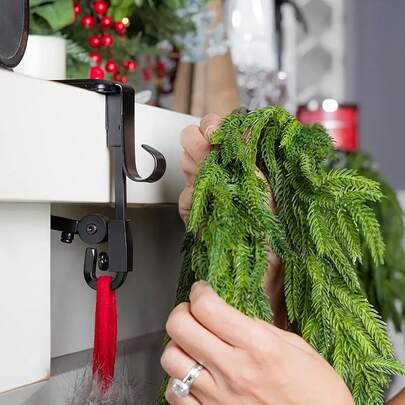 Heavy Duty 2-In-1 Fireplace Stocking & Garland Holder | Adjustable Christmas Mantle Hanger With Dual Hooks | For Holiday Decor, Seasonal Display, Festive Hanging, Traditional Style, Robust Design Christmas Decorations Winter Room Decor Christmas Decorations Home Christmas Gifts Christmas Decor