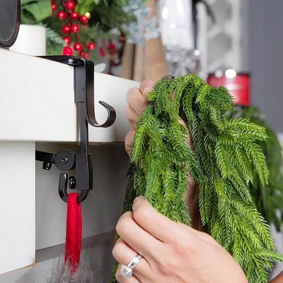 Heavy Duty 2-In-1 Fireplace Stocking & Garland Holder | Adjustable Christmas Mantle Hanger With Dual Hooks | For Holiday Decor, Seasonal Display, Festive Hanging, Traditional Style, Robust Design Christmas Decorations Winter Room Decor Christmas Decorations Home Christmas Gifts Christmas Decor - Multicolor - View 1