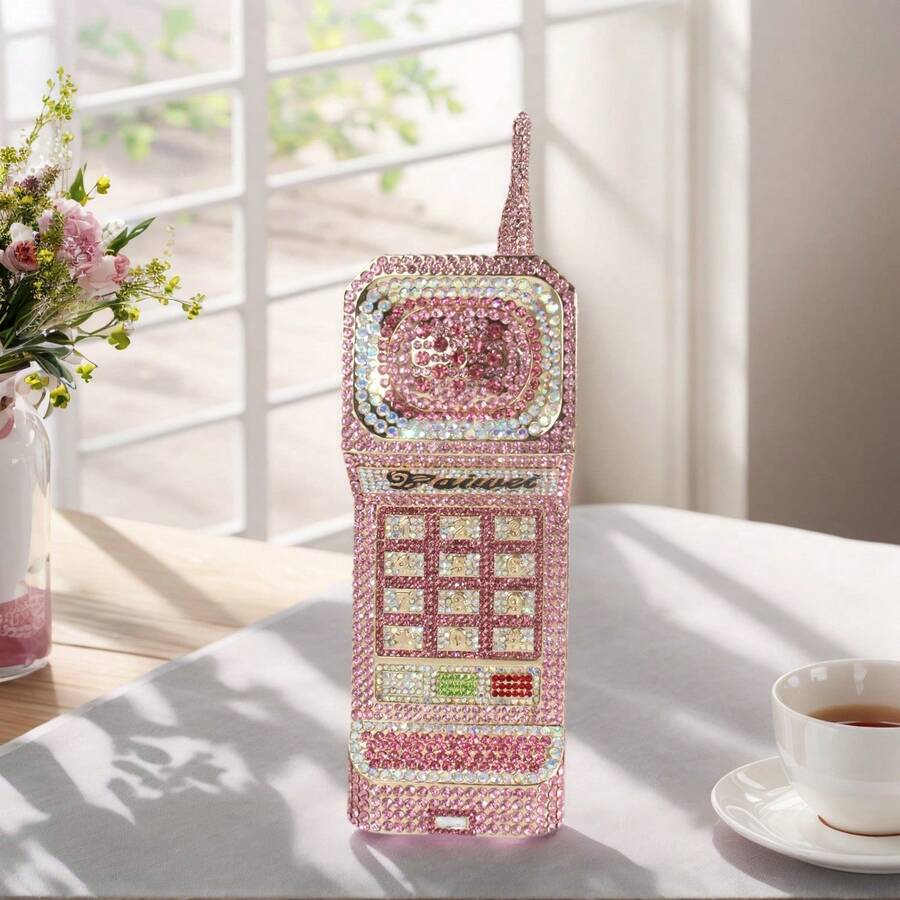 Women Crystal Cellphone Evening Bag Rhinestone Clutch Purse Novelty Diamond  Handbag For Party Prom - 粉色 - 查看 1