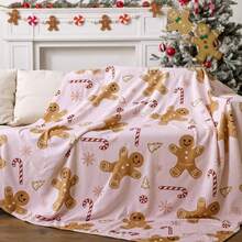 Christmas Gingerbread Throw Blanket: Ultra Soft Pink Flannel Plush Gingerbread Man Bed Blanket, Lightweight Cozy Christmas Blanket For Couch Sofa Bed Living Room Home Decor Gifts