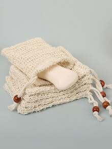 1/3/5/10 件肥皂袋网眼去角质，天然剑麻肥皂袋，肥皂袋用于淋浴使用，如按摩和擦洗（5.5 * 3.5 英寸） - 米色 - 查看 8