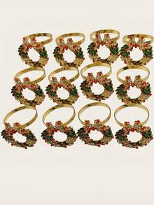 إكليل معدني مطلي بالراين ستون ، إكليل راين ستون أنيق - تصميم توت أحمر - حلقة معدنية ثقيلة الوزن لحفلات العطلات ، حفلات الزفاف - ديكور مركزي للمطعم سهل التنظيف - إعداد طاولة عيد الميلاد ، ديكور المنزل للعطلات ، إكليل متين ، ديكور الزفاف ، إكليل العطلات