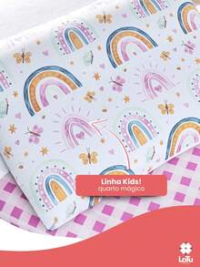 Printed Sheet Kids 2 Pieces Single 200 Thread Count Percal Children's Bedding Set With Soft Elastic Band - Cầu vồng - Xem 2