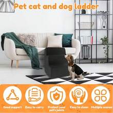 3-Tier Pet Climbing Ladder, Includes Sofa Step, Bedside Step, Cat Climbing Ladder, Dog Climbing Ladder, Foldable Anti-Slip, Serves Training And Play, Detachable Steps For Easy Cleaning