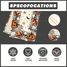 XCHI Spooky Skeleton Ghost Pumpkin Halloween Table Runner Party Table Decoration For Home Kitchen Dining Holiday Decor 13x48 Inch