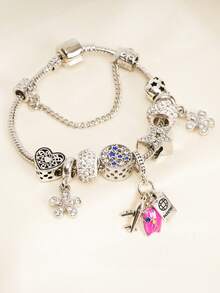 1 件时尚 DIY 串珠手链，带飞机、手提箱和护照吊坠，日常佩戴配饰礼物 - 彩色 - 查看 5