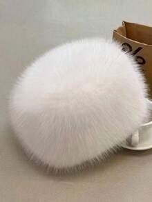 1pc Women's Princess Fluffy Bucket Hat, Thick Warm Autumn/Winter Hat With Large Brim, Elegant And Fashionable Winter Gear - Multicolor - View 8