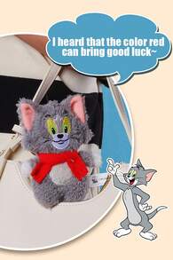 汤姆和杰瑞系列毛绒围巾钥匙扣 - 杰瑞老鼠和汤姆猫设计，带声音 BB 功能，可爱的毛绒饰物，适用于包背包 - 彩色 - 查看 2