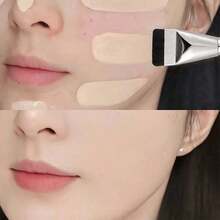 专业粉底液刷，打造无瑕妆容，超薄扁平刷头，适用于BB霜、遮瑕膏和粉底液，也可用作面膜刷，适合日常居家或旅行使用，是女性旅行必备，情人节礼物，价格实惠，旅行化妆刷，送给女性的礼物，化妆师，专业全套化妆工具 - 銀色 - 查看 5