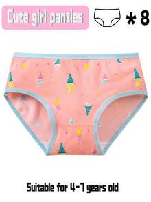 8 件 1 包，可爱女孩喜欢的卡通图案舒适内裤，节日送给女儿和孙女的秘密礼物