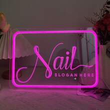 1pc Pink Neon Nail Salon Sign LED Decorative Light, USB Powered, Suitable For Nail Salon, Beauty Salon, Eyelash Extension, Spa Decor