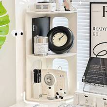 1pc White 3-Tier Corner Desk Organizer Rack, Vertical Wall Mount Shelf, Storage Rack For Bedroom, Dorm, Office - White - View 5