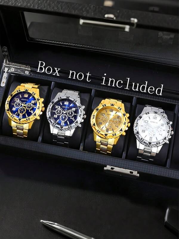 1 Pieza/Set Reloj de cuarzo popular de tres ojos con escala mixta para hombres de negocios, reloj decorativo casual de moda, adecuado para cumpleaños, aniversarios, Día de San Valentín, el regalo ideal talla grande perfecto