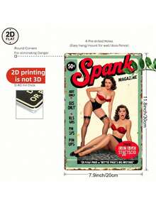 1pcs 2D Flat Vintage Tin Sign Vintage Style Green Spank Magazine Pin-Up Girls Poster For Home Decor 8X12 Inch Metal Sign 2D Flat Suitable For Home Garden  Decorative Sign  Perfect Sign Gift - Nhiều màu - Xem 5