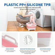 Collapsible Dish Basin 2.4Gal/9L Foldable Kitchen Sink Tub With Drain Plug Wash Basin For Dishes Fruits Bottles SpaceSaving For RVs Camping And Laundry Gray - 粉色 - 查看 2