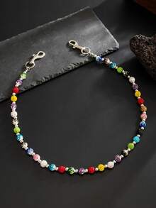 1 pieza Cadena de pantalón de cristal colorida, elegante y minimalista de estilo retro, correa diagonal punk y hip hop para hombres, para decoración de pantalones, adecuada para festivales de música, bodas, inauguraciones escolares y moda callejera en otoño/invierno