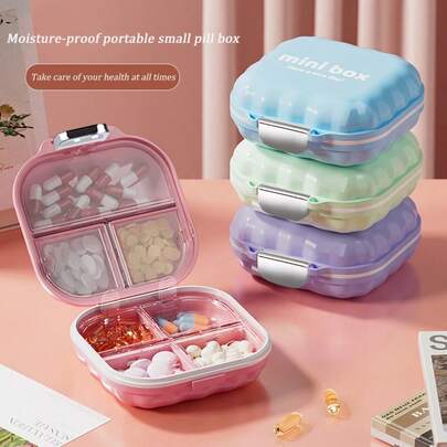 1pc Mini Portable Pill Case, Waterproof Weekly Medication Organizer Box, 7-Day 3-Time Compartments