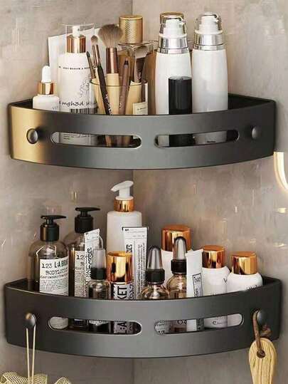 角落淋浴置物架，浴室收纳架，室内淋浴架，洗发水架，厨房浴室收纳盒，淋浴篮，节省空间的三角形角落置物架 - 耐用的壁挂式浴室洗发水、肥皂和化妆品收纳架 - 安装简便，防滑设计，浴室配件，家居浴室装饰，浴室收纳整理，秋季装饰，返校季装饰，圣诞节/万圣节礼物装饰的理想之选，适用于多种房间类型。