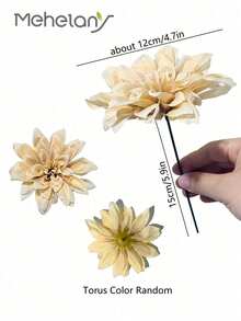 5 buc dalii artificiale șampanie, flori artificiale DIY cu tulpini, plante artificiale pentru decorarea camerei, decorare centrală a grădinii, petrecere, cadou, flori pentru încheietura mâinii de mireasă, decorare de nuntă, decorare a casei de primăvară, vară, toamnă și iarnă, decor cameră, decor casă