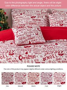 1 pieza Funda de cojín con palabras navideñas impresas, suave y transpirable, funda de almohada sin relleno, adecuada para Navidad y uso diario en sala de estar, dormitorio, sofá, decoración del hogar, funda de cojín para coche, lavable a máquina. Para ropa de cama del hogar y artículos esenciales para dormitorio, certificado Oeko-Tex