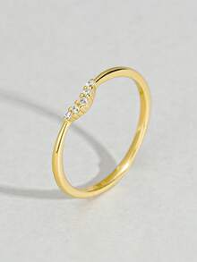 BALMORA 1 pezzo Anello in argento sterling S925 semplice e alla moda, di stile retrò, con zirconia a forma di V, gioiello estremamente raffinato per donne e ragazze, adatto per uso quotidiano, regalo di compleanno