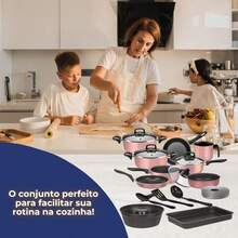 Conjunto De Panelas Antiaderente 13 Peças Cores Cor Rose - Rosê - Visão 7