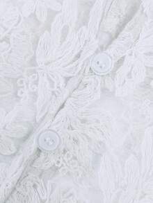 ii Women's Elegant Embroidered Lace Sheer Blouse - White - View 10