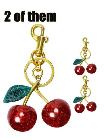 1 peça/2 peças Pingente de Cereja, Um Lindo Enfeite de Carteira Feminina, Chaveiro Decorativo Feito à Mão, Adequado como Presente