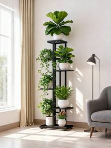 1 Pack 6 Layers Flower Pot Stand - Plant Holder Storage Shelf Rack For Home Garden Decoration - Creative Pots Organizer With Super Beautiful Design For Indoor Outdoor Decor - 黑色 - 查看 7
