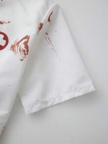 Nurse Zombie Costume For Women Halloween Scary Cosplay Clothes Short Sleeve Dress With Gloves And Facewear - White - View 5