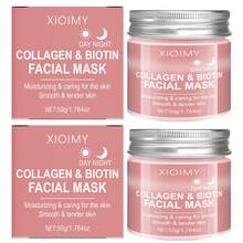 XIOIMY 买一送一胶原蛋白和生物素面膜 - 无酒精，深层补水，增强皮肤弹性，提亮肤色，增强皮肤光泽，胶原蛋白面膜