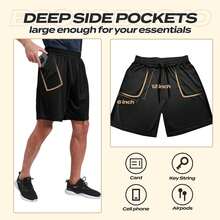 5 Pack Athletic Gym Mens Shorts - Workout Black Quick Dry Basketball Shorts With Pockets For Running Casual Activewear - 黑色+黑色+黑色+黑色+黑色 - 查看 3