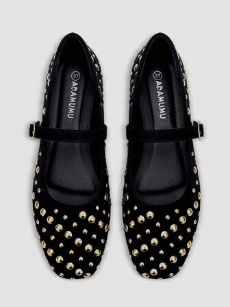 ADAMUMU Nya damskor med hög modevärde och bekväma paljettfärgade platta skor, söta för vardags- och festkläder, höst/vinter