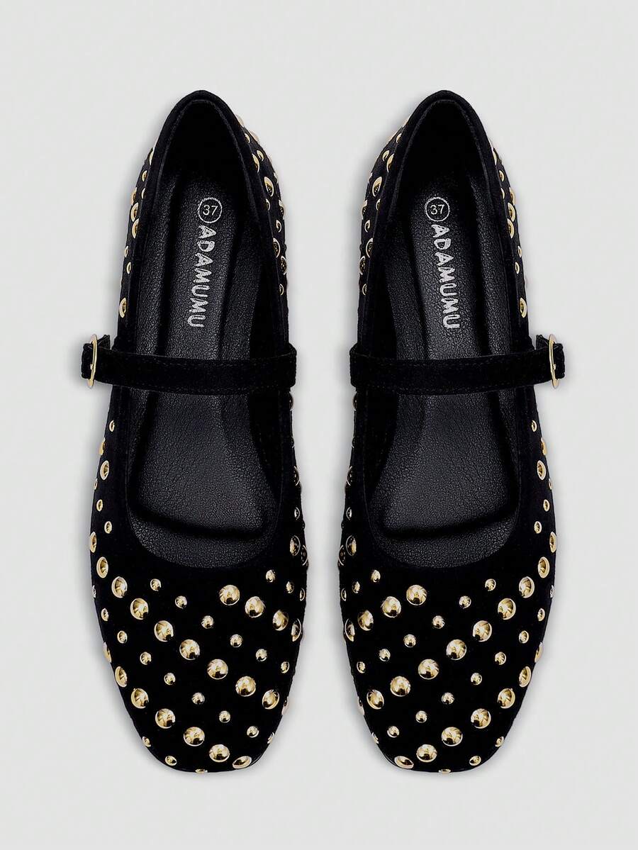 ADAMUMU New Women's High-Fashion Comfortable Sequin Flat Shoes, Cute For Daily And Party Wear, Holiday & Spring/Summer - màu đen - Xem 1