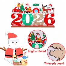 2 Peças Decoração de Mesa Criativa de Madeira Cartoon Natalina, Bonecos de Neve, Árvore, Decoração de Festa de Ano Novo