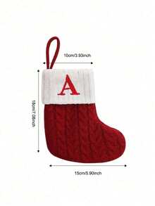 1pc Red Knit Monogram Stocking, Christmas Stocking Ornaments Gift Bags, Small Xmas A-Z Letters Snowflake Pattern Christmas Hanging Stockings Socks For Christmas Party Decorations 2026, New Year Party Favors Supplies, Christmas Decor, Christmas Party Supplies, Christmas Hanging Decor For Tree Fireplace , - Multicolor - View 6