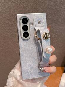 1件装女士时尚折叠手机壳，银色外壳，皮革，牛仔布，珍珠挂绳，适用于三星Galaxy Z Fold 7、Galaxy Z Fold 6、Galaxy Z Fold 5、Galaxy Z Fold 4，可用作生日、万圣节、圣诞节礼物 - 彩色 - 查看 16