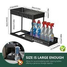 1 Pack Multi-Purpose Pull-Out Storage Organizers, Under Sink Organizers And Storage For Bathroom & Kitchen, Under Cabinet Organizers And Storage, Thanksgiving Gift. - H型-黑色/1個裝 - 查看 4