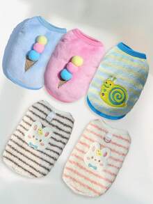 宠物狗/猫卡通法兰绒背心，秋冬季小型犬外套