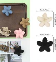 6 Piezas Pinzas para el Cabello para Mujer,Pinzas de Pelo de Flores y Mariposa,Multicolor Clips de Garra y Antideslizante para el Cabello (Color A) - ColorC - Ver 8