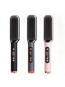 Heated Hair Straightening Comb – An Upgraded Ionic Mini Hair Straightener With A Wave-Shaped Comb Design, For Quickly Creating Smooth And Sleek Hairstyles. Lightweight And Easy To Use, Perfect For Travel; Also Features A High Number Of Negative Ions.