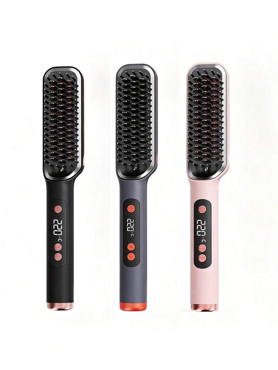 Heated Hair Straightening Comb – An Upgraded Ionic Mini Hair Straightener With A Wave-Shaped Comb Design, For Quickly Creating Smooth And Sleek Hairstyles. Lightweight And Easy To Use, Perfect For Travel; Also Features A High Number Of Negative Ions.