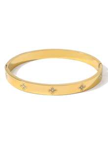 RAYQUEEN 1 chiếc vòng tay bằng thép không gỉ, kiểu dáng thời trang, đính đá hình hoa, thích hợp để đeo hàng ngày. - vòng đeo tay - Xem 4